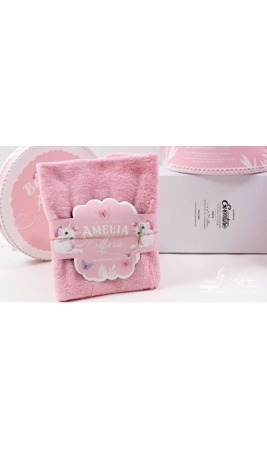 Trusou botez Pisicile Aristocrate cu fluturi mov si roz 11
